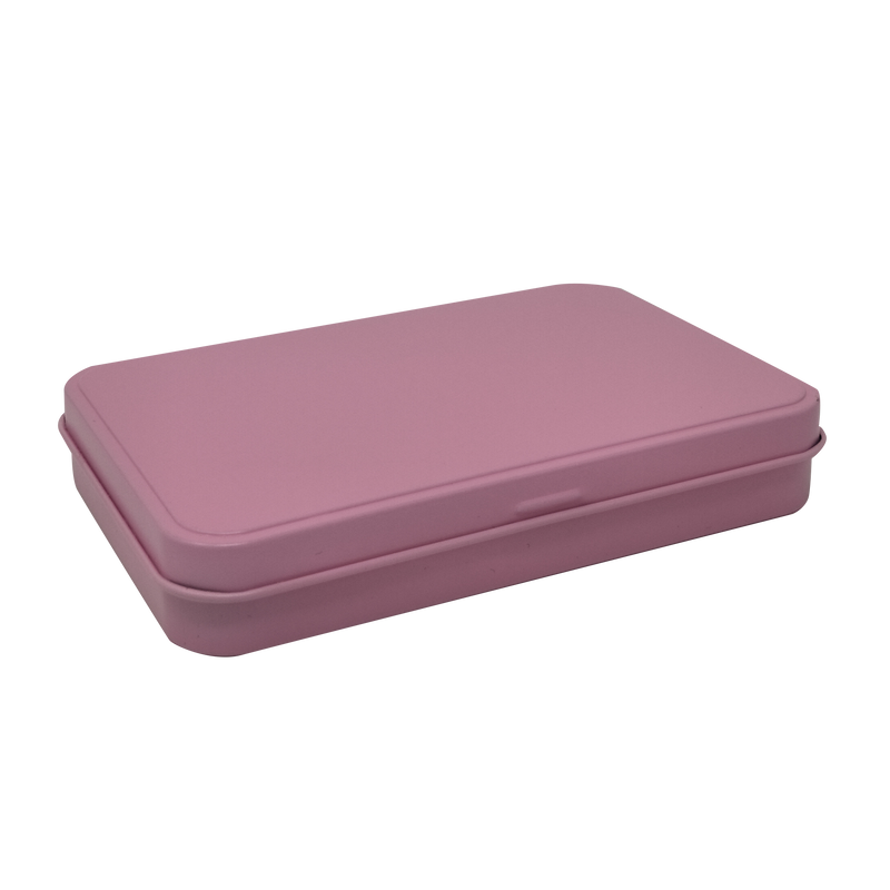 Printed Pink Rectangular Gift Tin Box With Hinged Lid/ L133 x W88 x H20(mm)