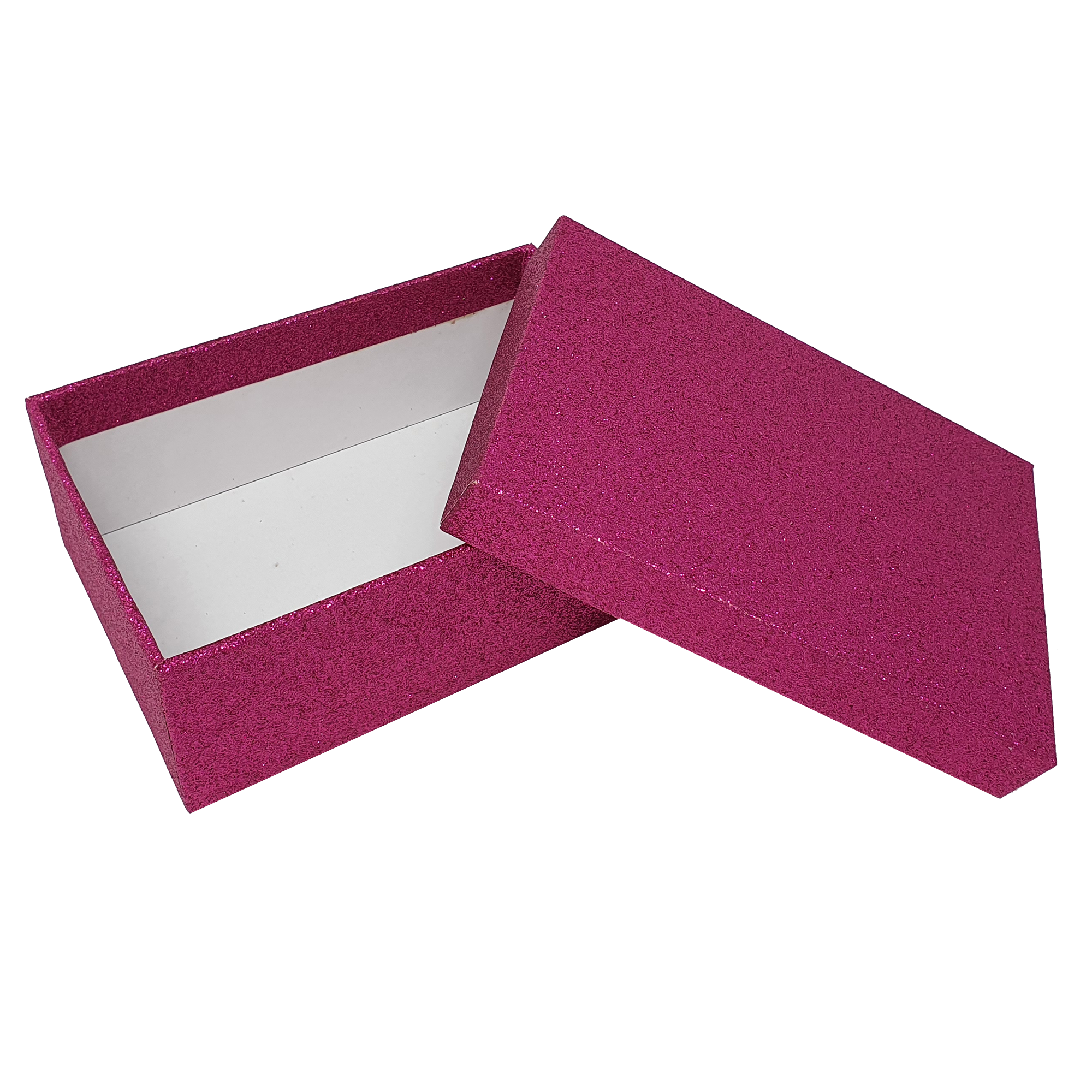 Hot Pink Rectangular Sparkly Glitter Rigid Stacking Gift Boxes