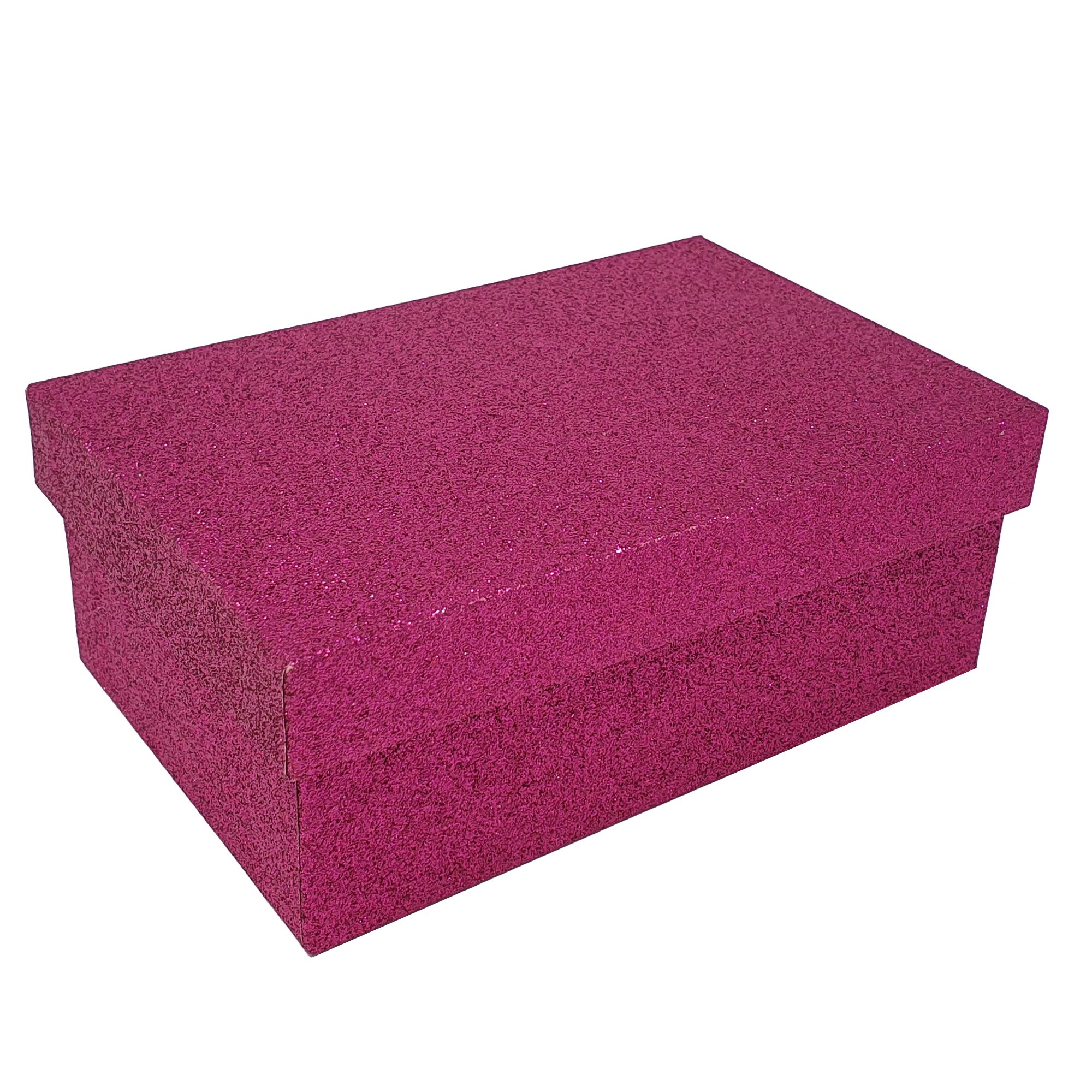 Hot Pink Rectangular Sparkly Glitter Rigid Stacking Gift Boxes