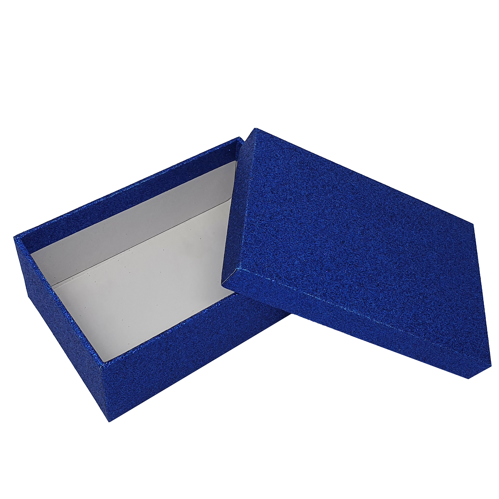 Blue Rectangular Sparkly Glitter Rigid Stacking Gift Boxes