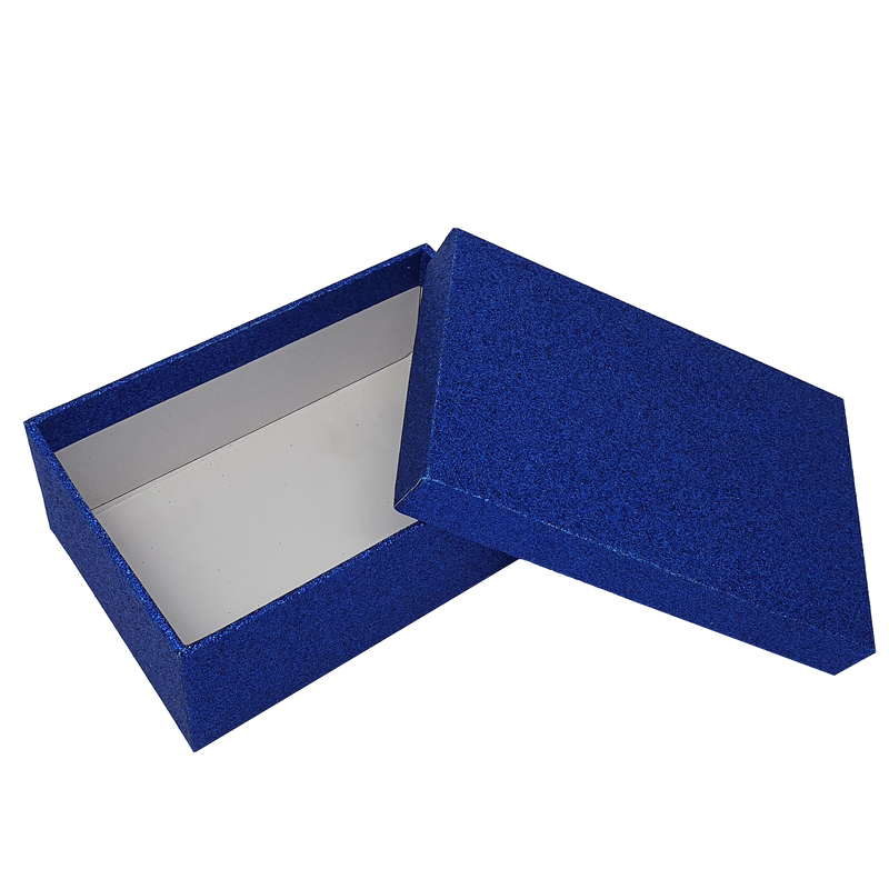 Blue Rectangular Sparkly Glitter Rigid Stacking Gift Boxes