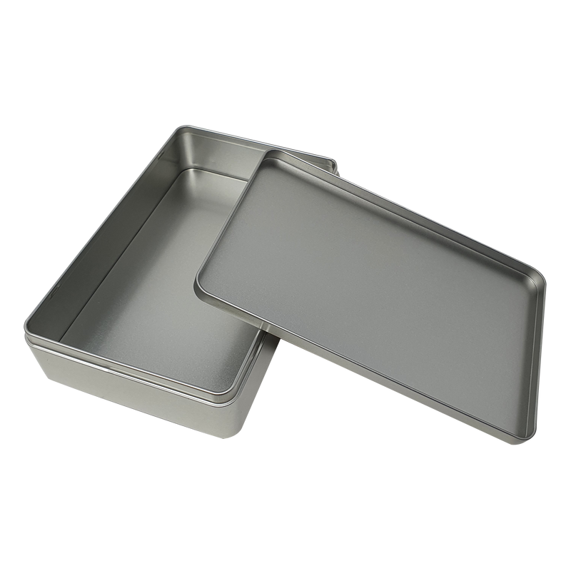Large Silver Rectangular Gift Tin Box With Solid Lid/ L215 x W135 x H48(mm)