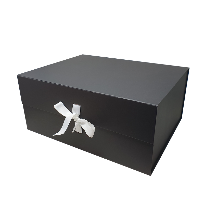 Large A3 Size Black Folding Magnetic Gift Box with Ribbon