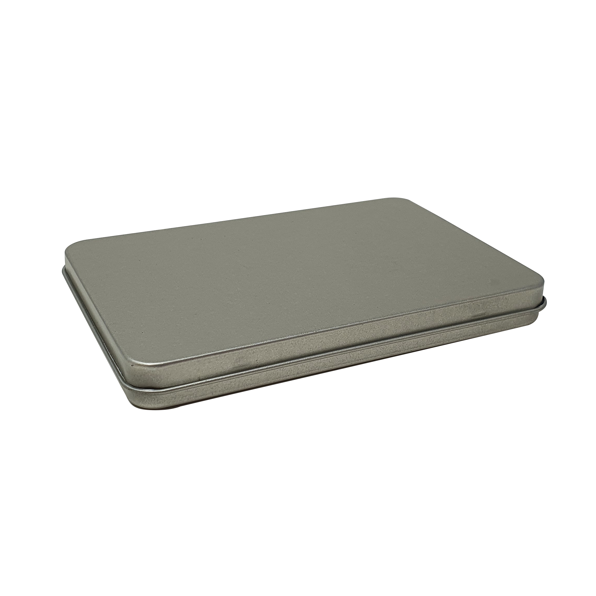 Plain Silver Rectangular Gift Tin Box With Hinged Lid/ L130 x W90 x H13(mm)