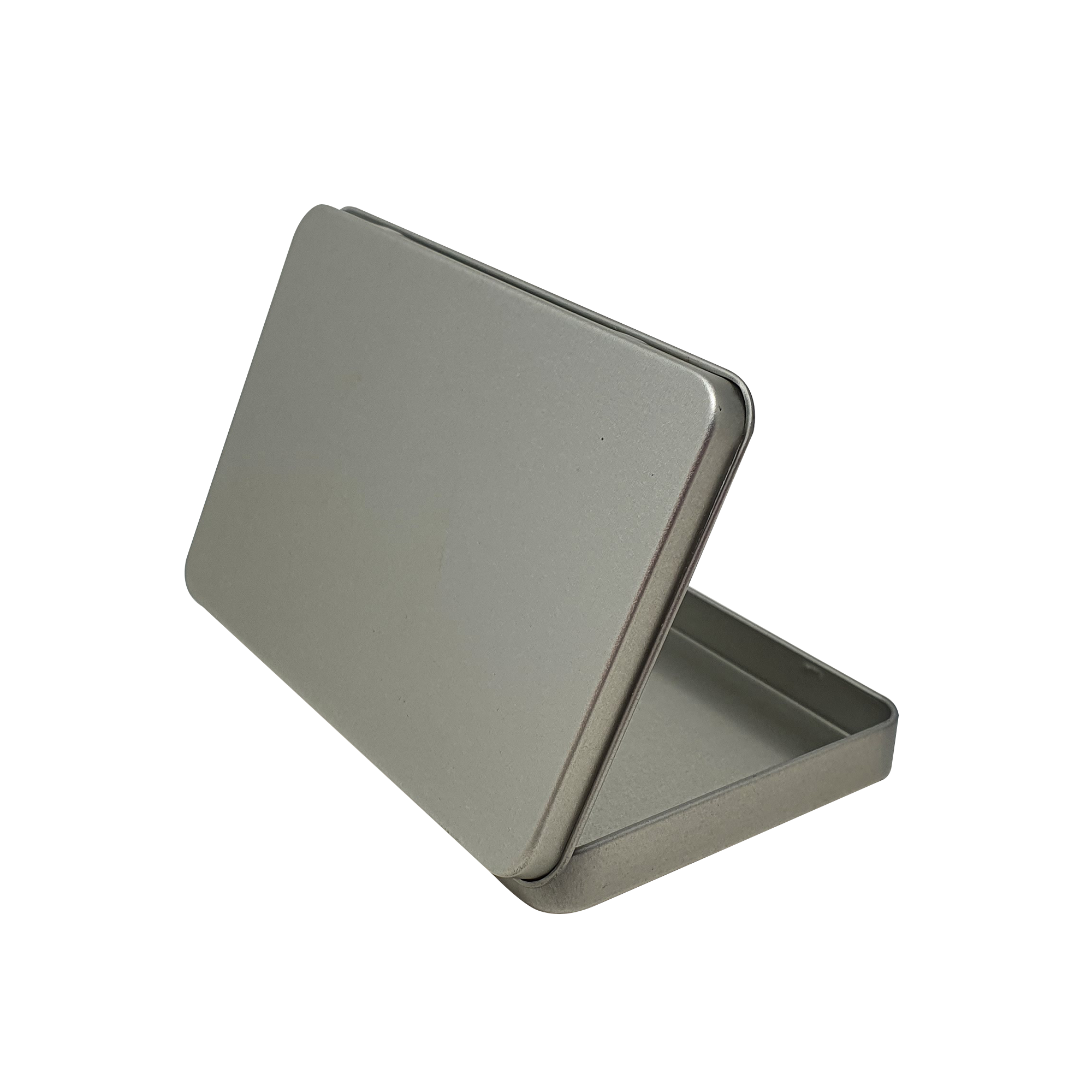 Plain Silver Rectangular Gift Tin Box With Hinged Lid/ L130 x W90 x H13(mm)