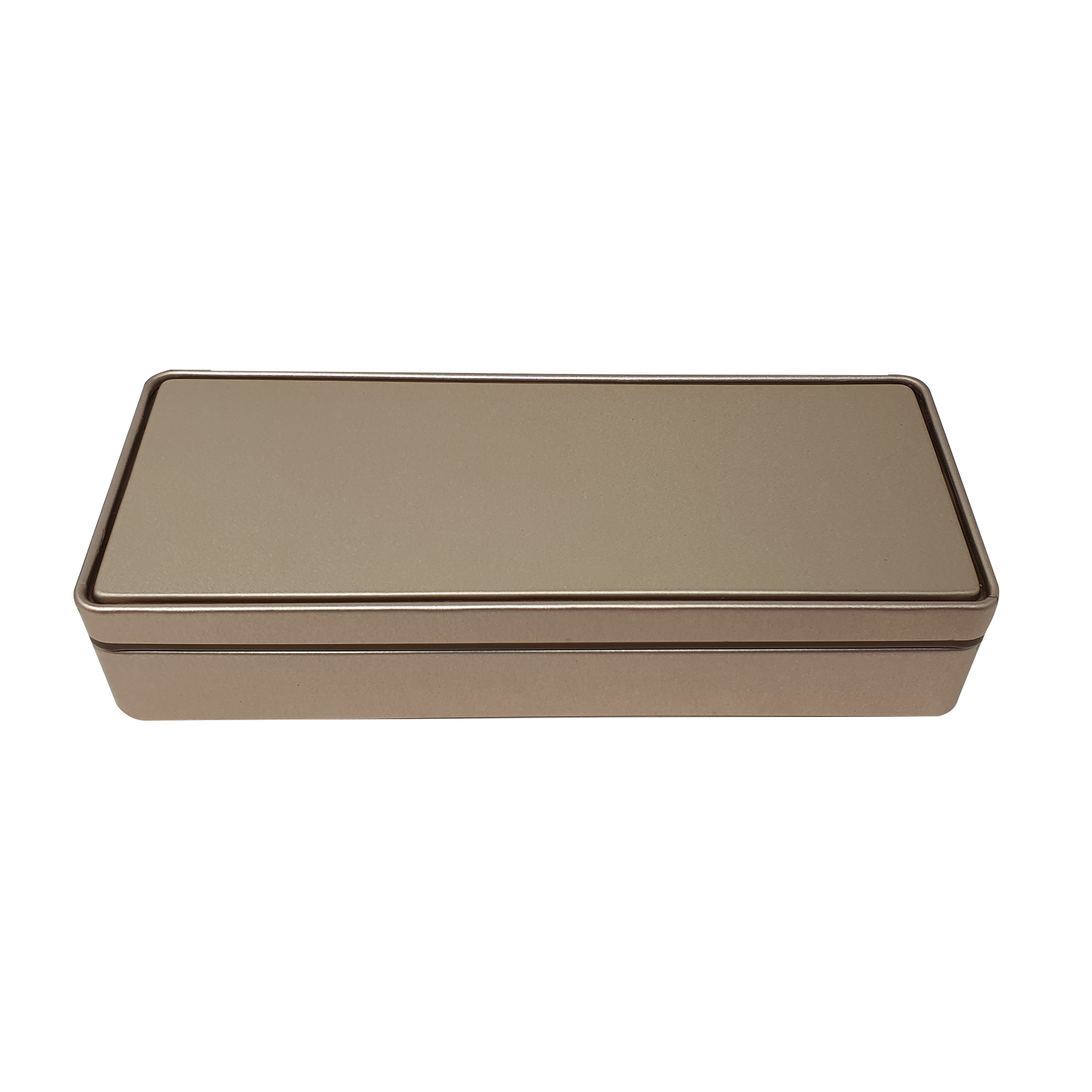 Gold Rectangular Gift Tin Box With Slip Lid/ L145 x W65 x H30(mm)