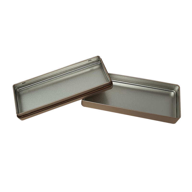 Gold Rectangular Gift Tin Box With Slip Lid/ L145 x W65 x H30(mm)