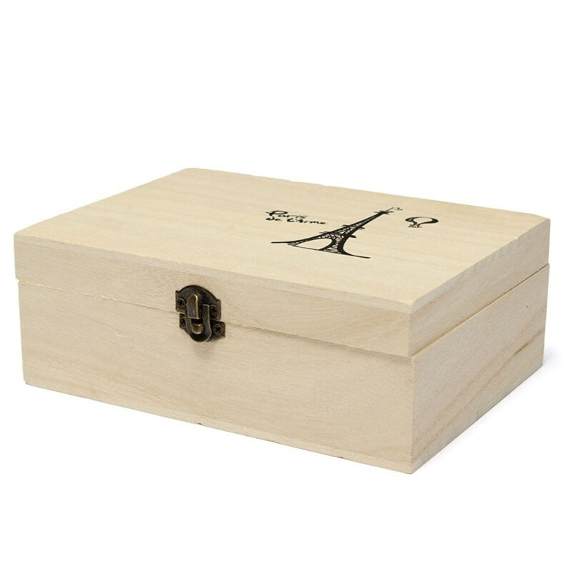 Storage Box Natural Wooden With Lid Golden Lock - Ld Packagingmall