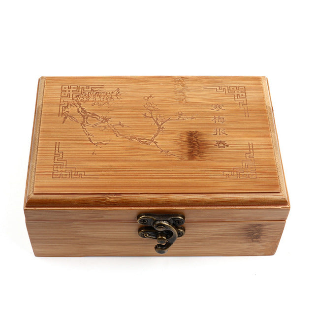 Natural Bamboo Storage Box With Lid Golden Lock - Ld Packagingmall
