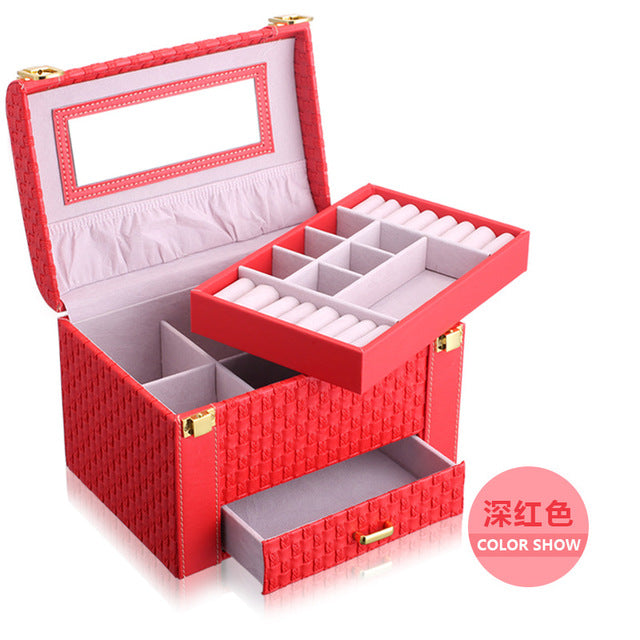 Portable Braided Pattern Necklace multi-layer Jewelry Storage Box - Ld Packagingmall