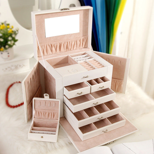 Large five - layer leather cosmetics storage box - Ld Packagingmall
