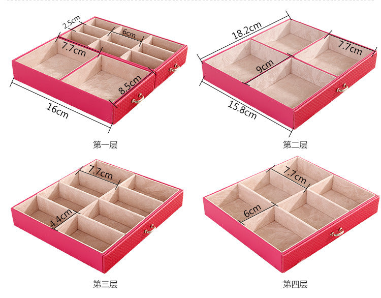 Large five - layer leather cosmetics storage box - Ld Packagingmall