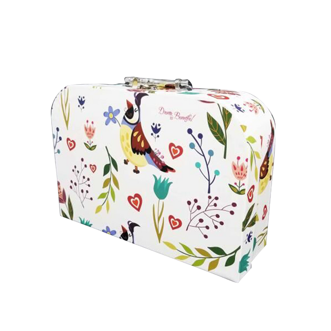 Printed Cardboard Suitcase Gift Box With Metal Handle Set